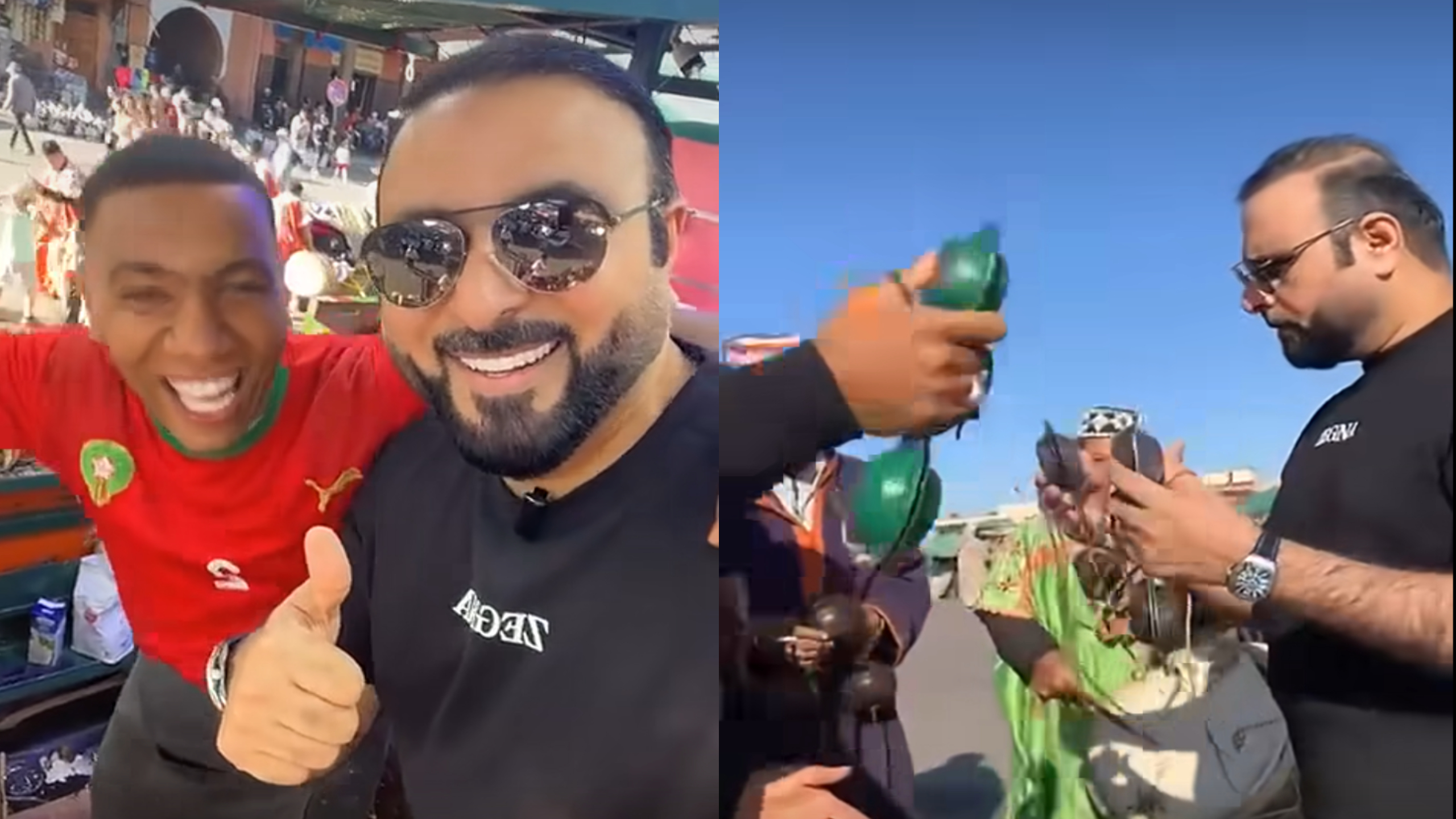 الإعلامي الرياضي الشهير خليل البلوشي يستمتع بأجواء ساحة جامع الفنا بمراكش